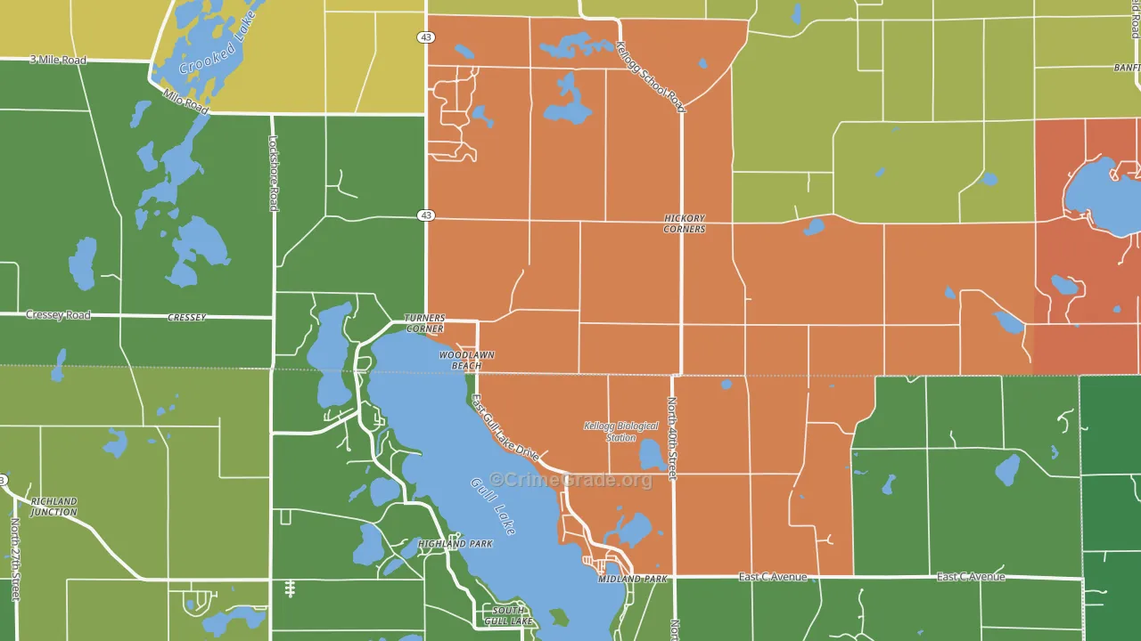 Hickory Corners, MI Map of Theft Rates