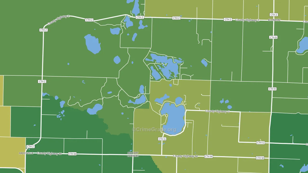 Hickory Corners, WI Map of Theft Rates