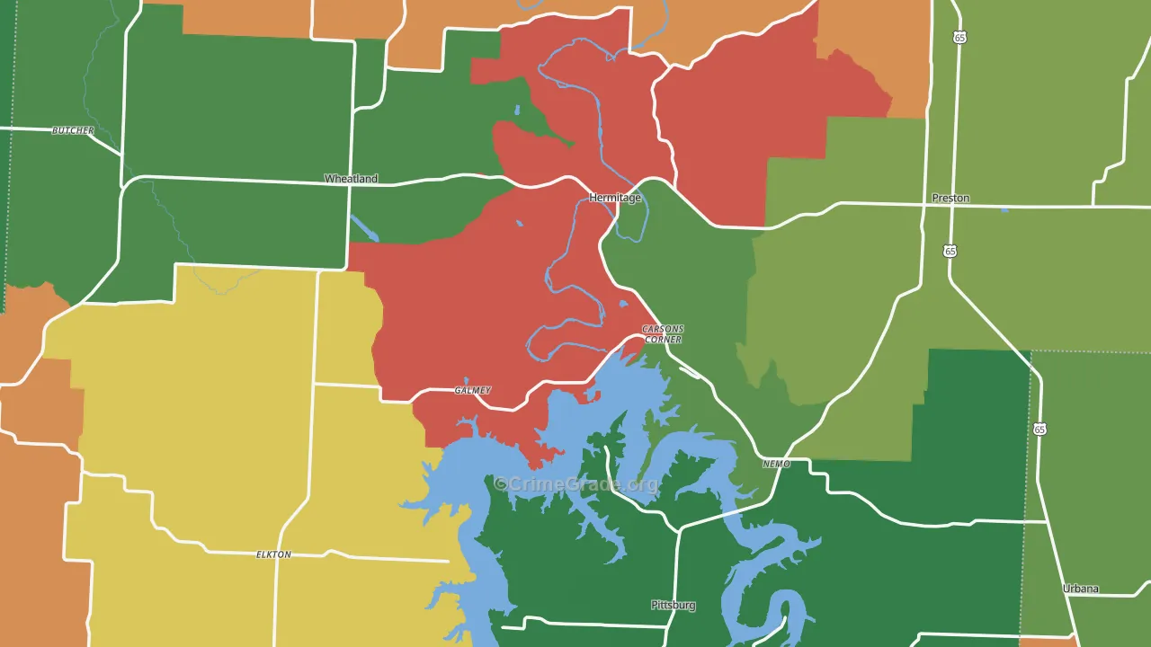 Hickory County, MO Map of Theft Rates