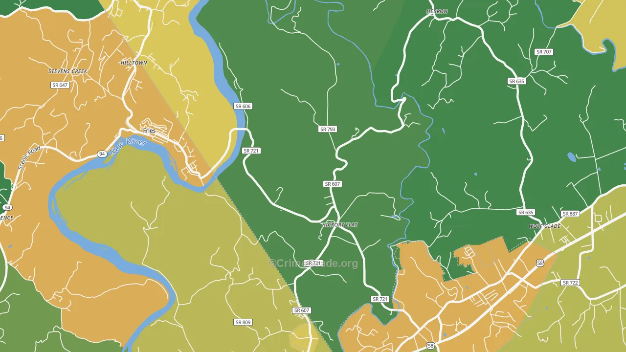 Hickory Flat, VA Map of Theft Rates