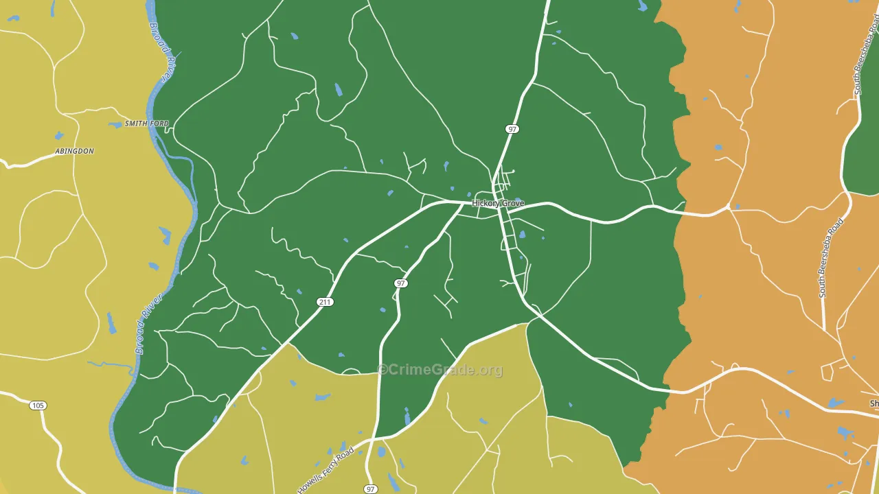 Hickory Grove, SC Map of Theft Rates