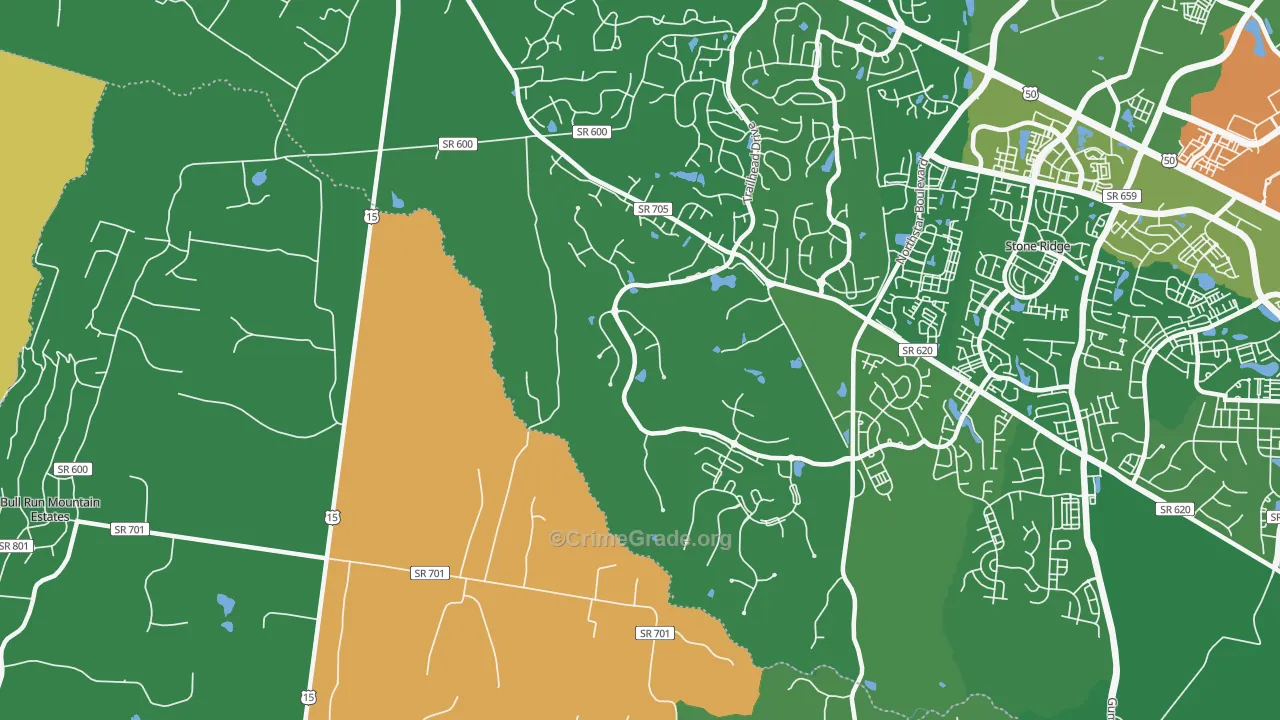 Hickory Grove, VA Map of Theft Rates