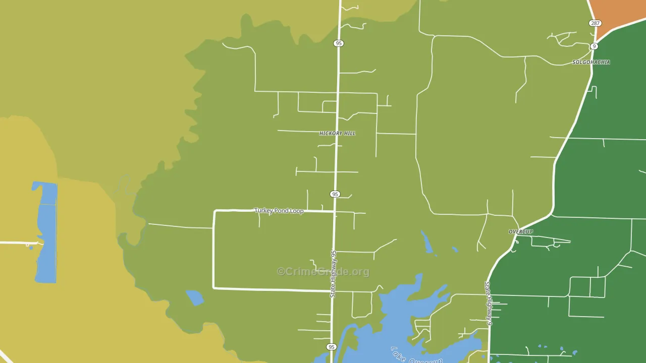 Hickory Hill, AR Map of Theft Rates