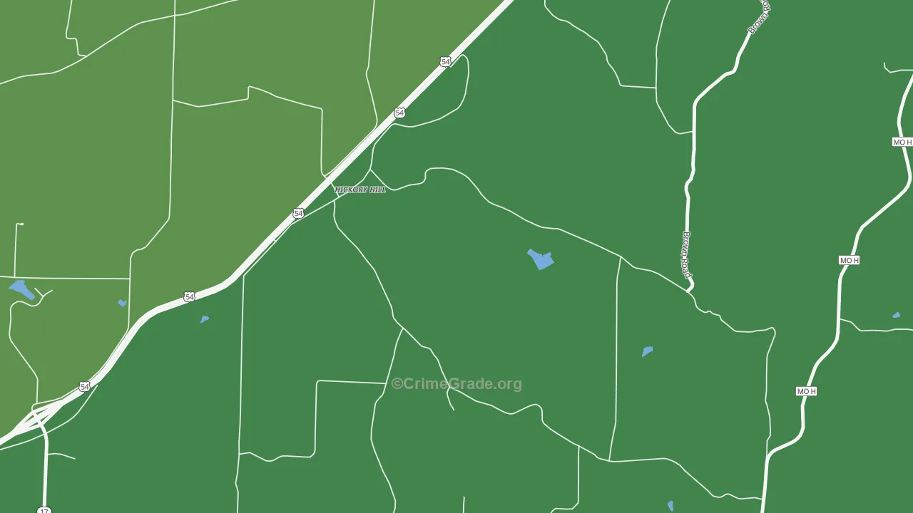 Hickory Hill, MO Map of Theft Rates