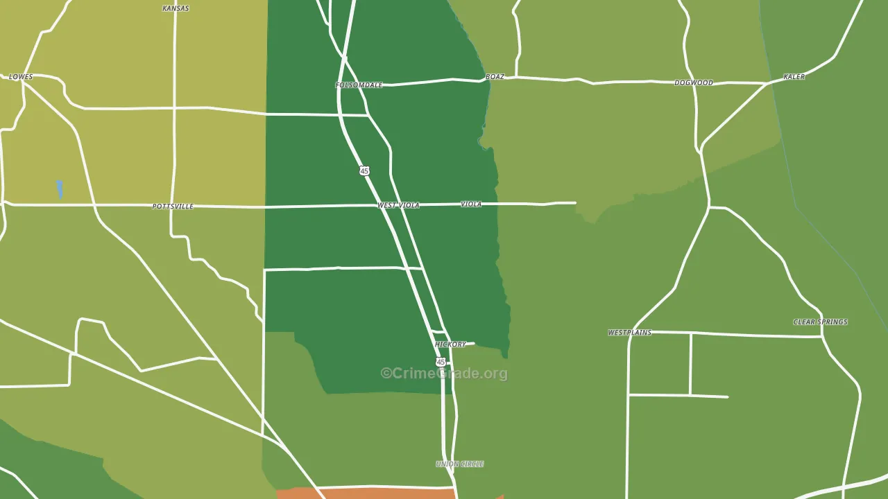 Hickory, KY Map of Theft Rates