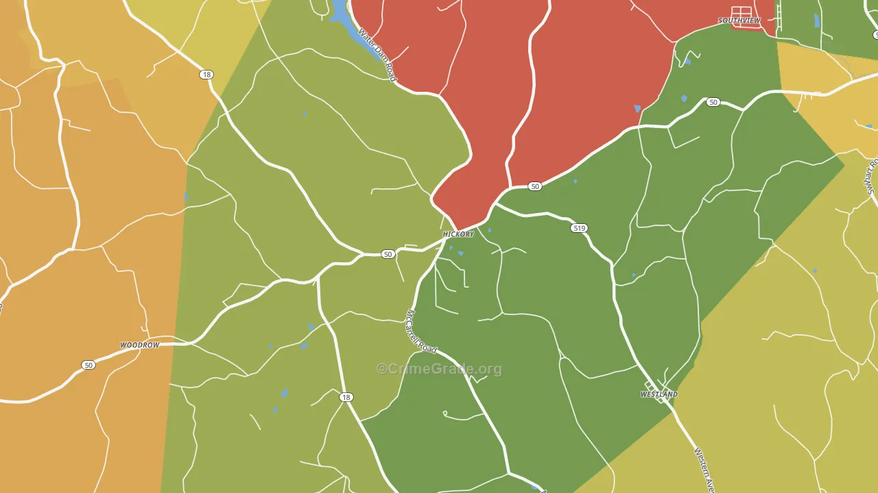 Hickory, PA Map of Theft Rates