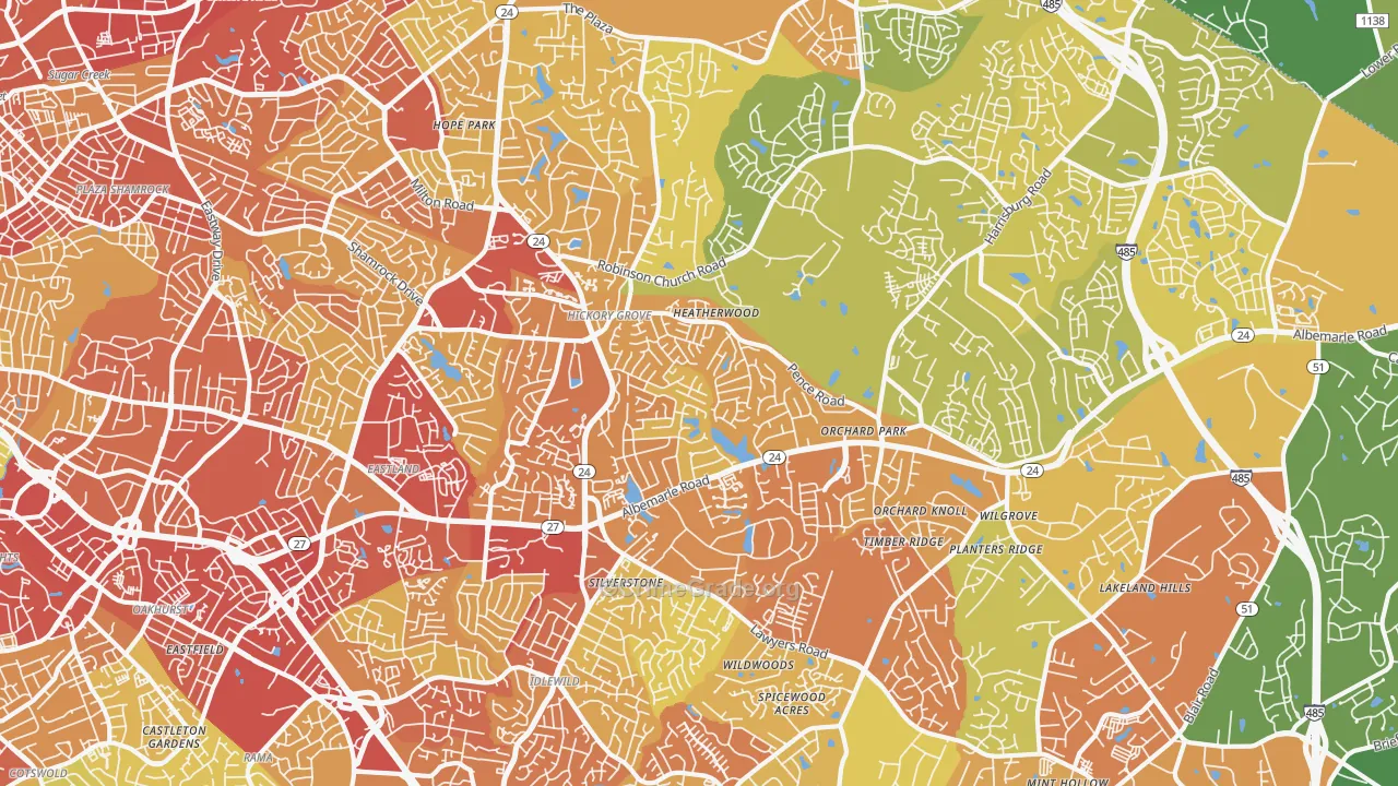 Hickory Ridge, Charlotte, NC Map of Theft Rates