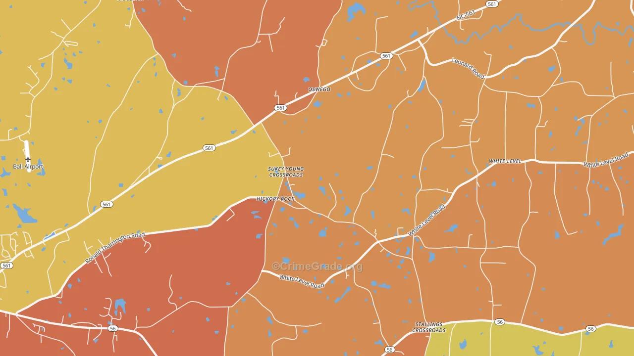 Hickory Rock, NC Map of Theft Rates
