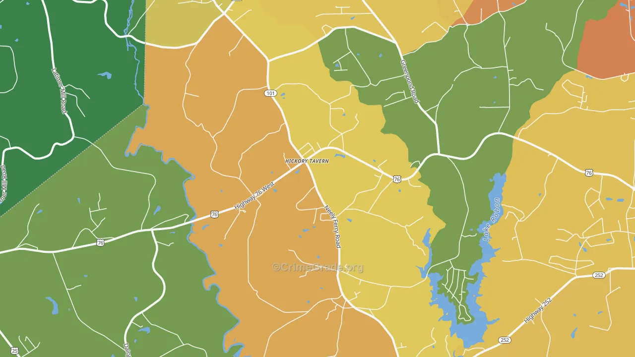 Hickory Tavern, SC Map of Theft Rates