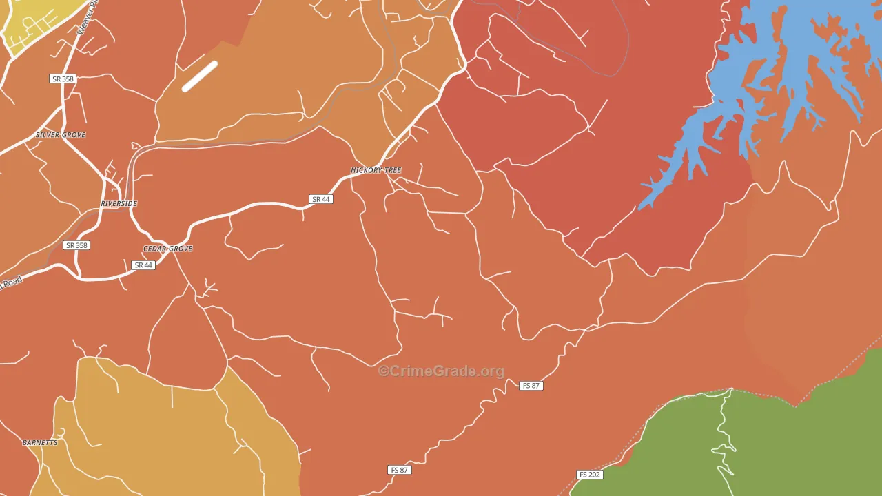 Hickory Tree, TN Map of Theft Rates