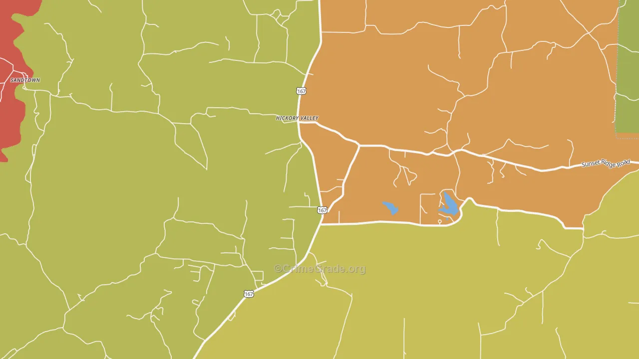 Hickory Valley, AR Map of Theft Rates