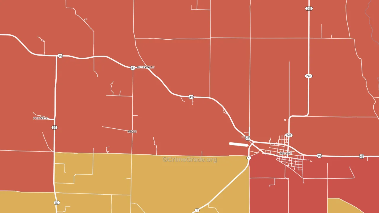 Hicks, AR Map of Theft Rates
