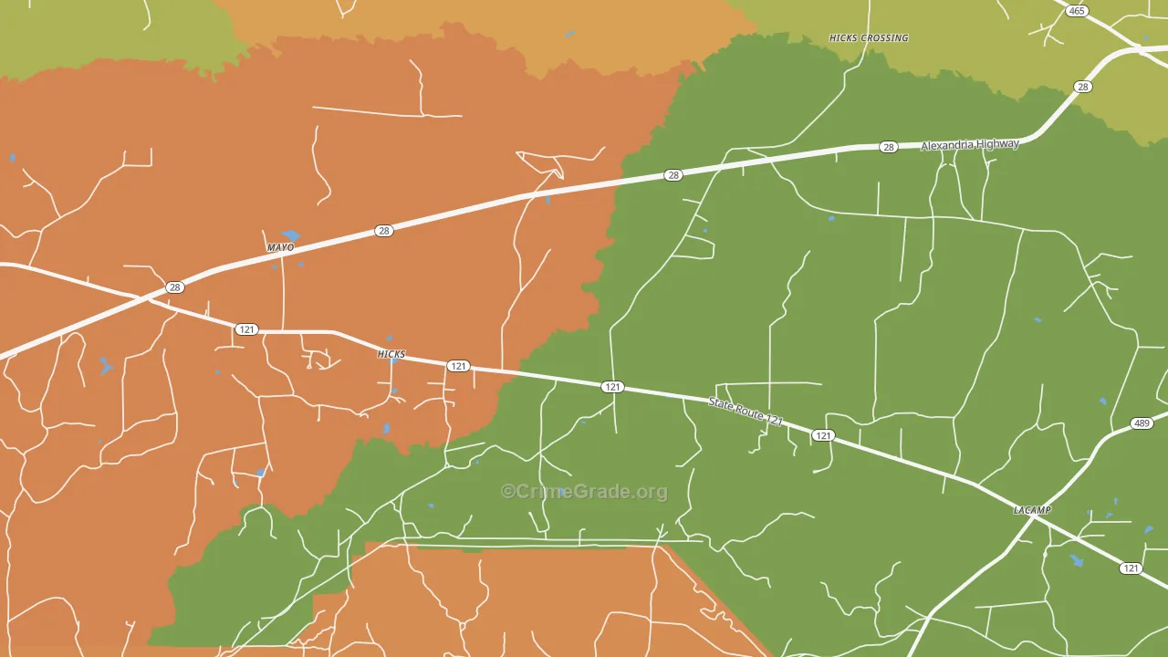 Hicks, LA Map of Theft Rates