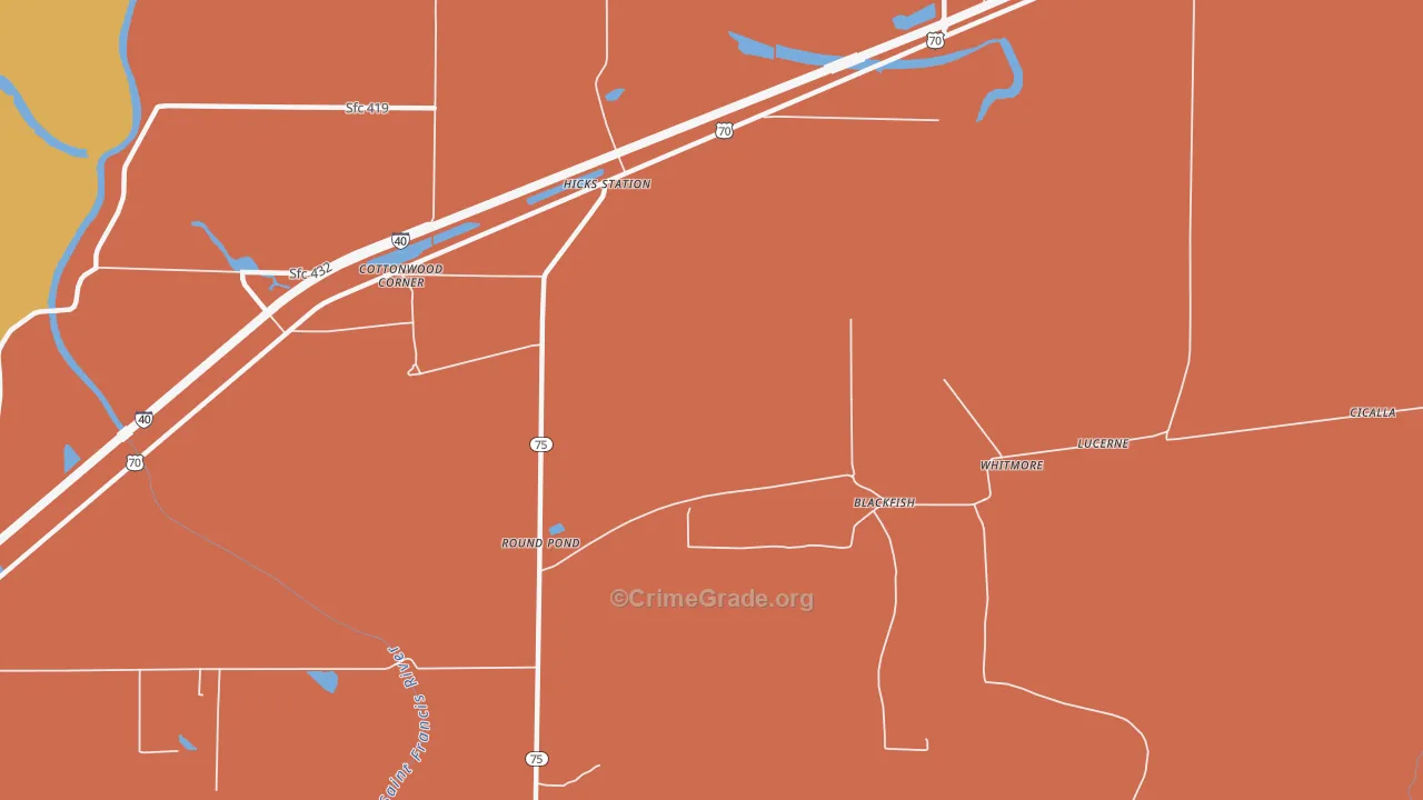 Hicks Station, AR Map of Theft Rates