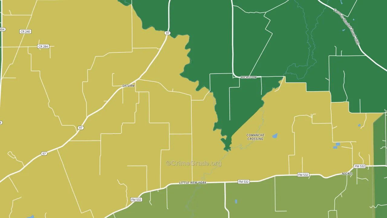 Hickston, TX Map of Theft Rates