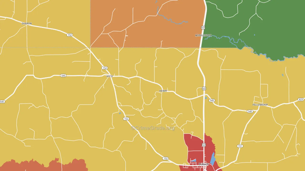 Hico, LA Map of Theft Rates
