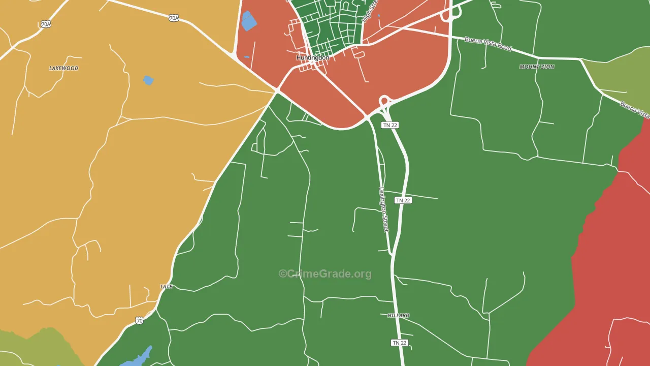Hico, TN Map of Theft Rates