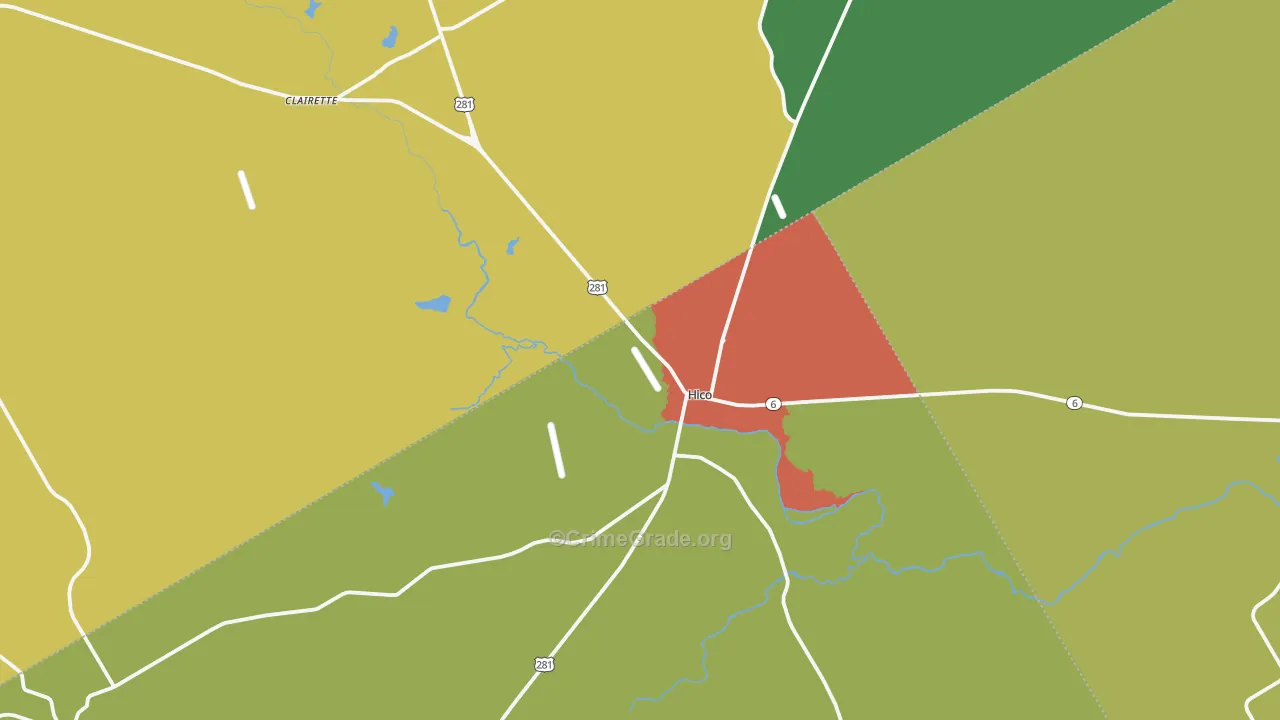 Hico, TX Map of Theft Rates