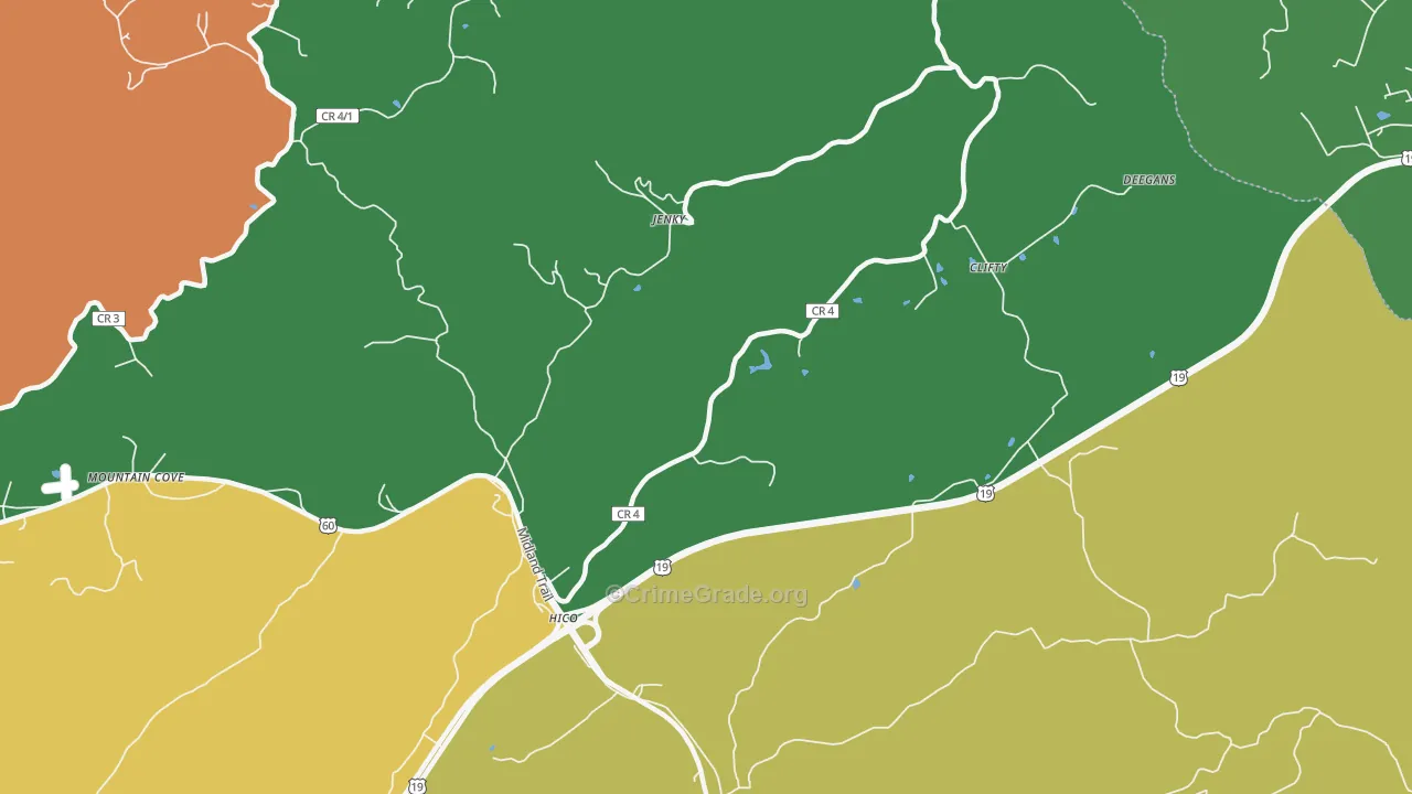 Hico, WV Map of Theft Rates