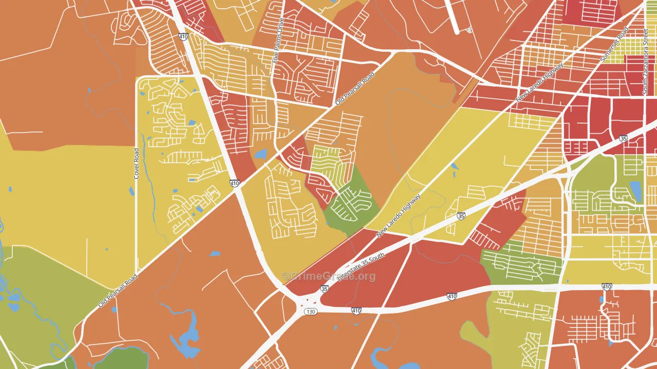 Hidden Cove-Indian Creek, San Antonio, TX Map of Theft Rates