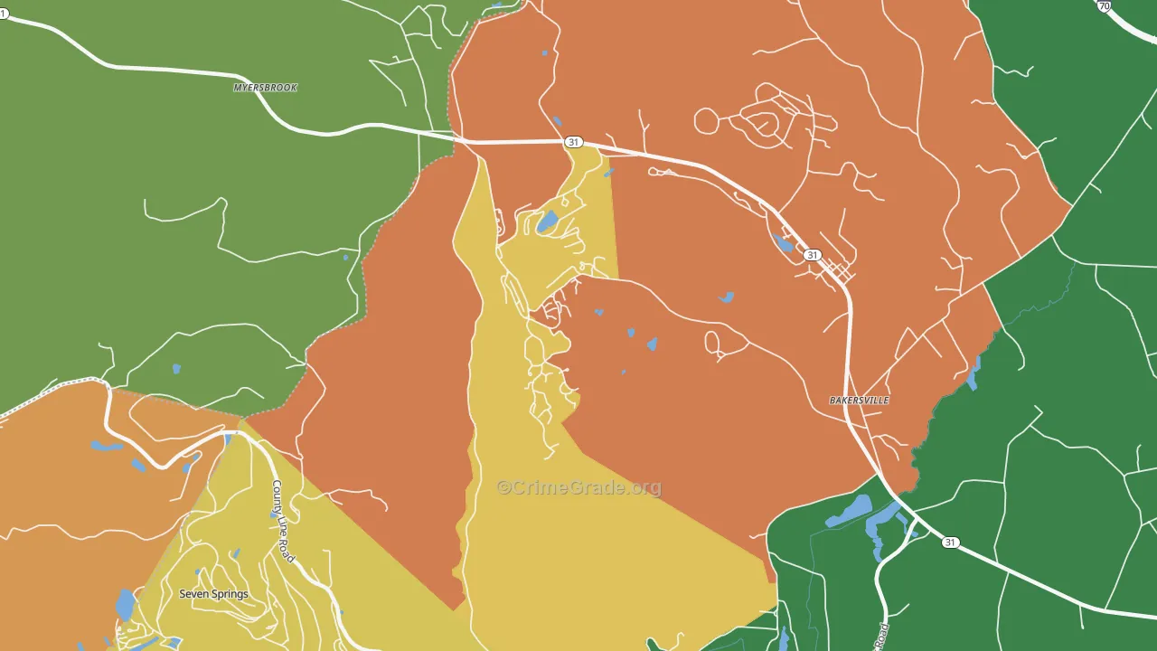 Hidden Valley, PA Map of Theft Rates