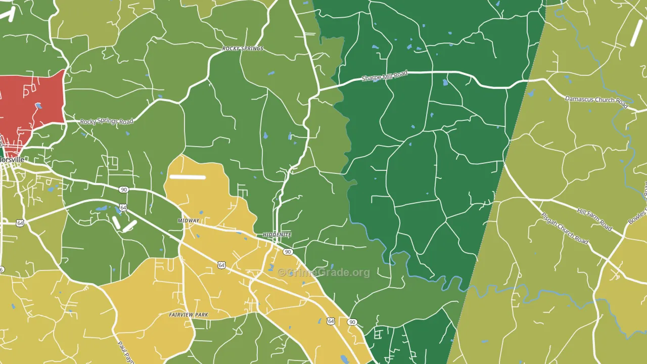 Hiddenite, NC Map of Theft Rates