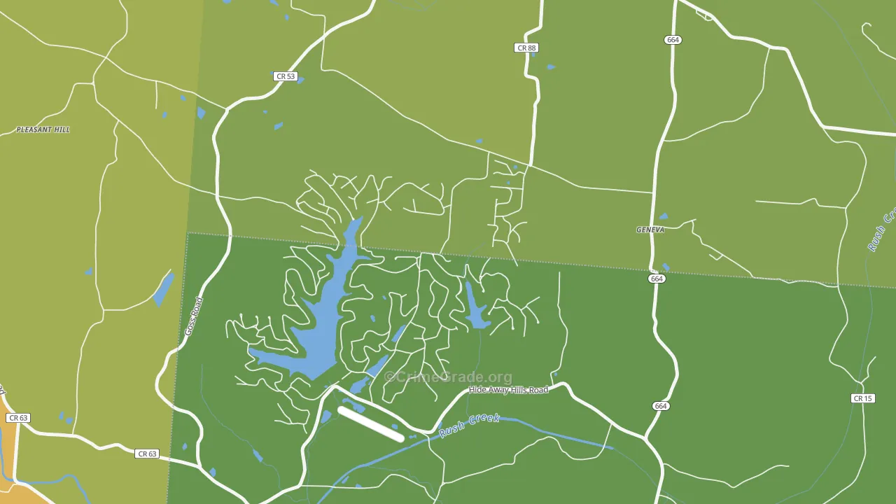 Hide-A-Way Hills, OH Map of Theft Rates