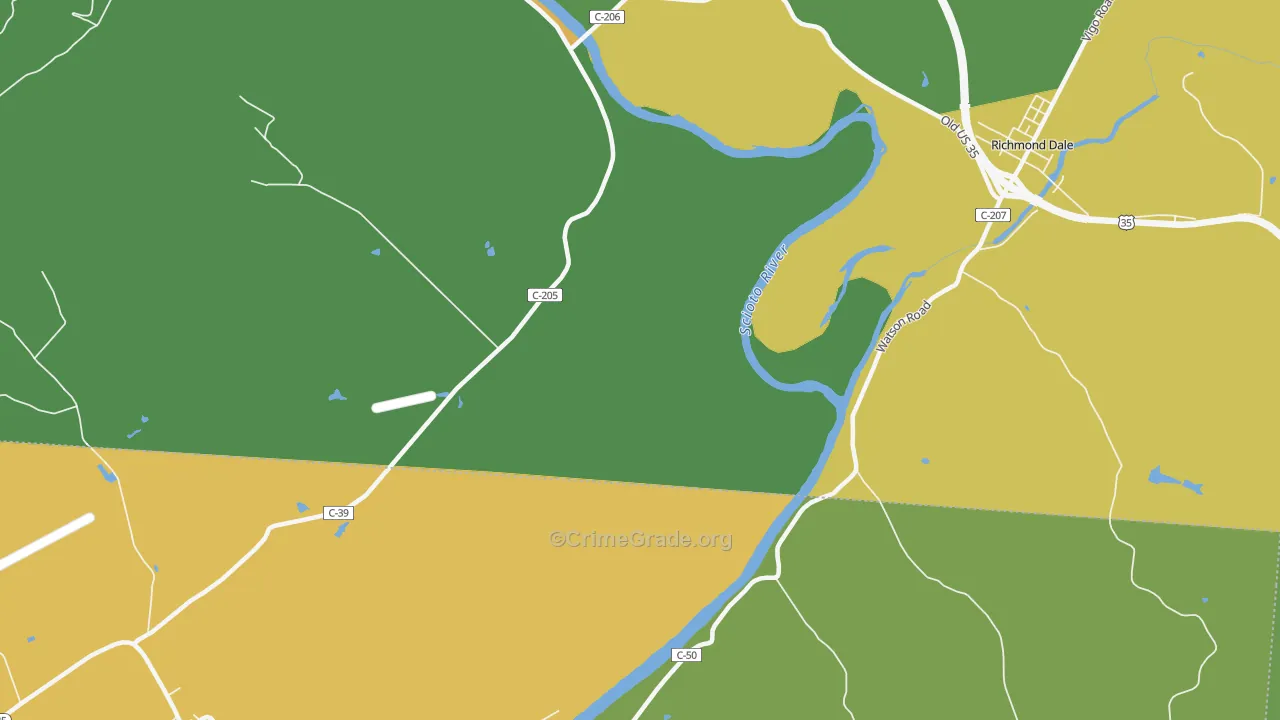 Higby, OH Map of Theft Rates