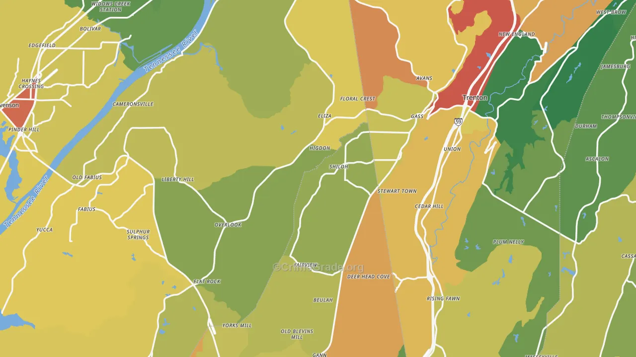 Higdon, AL Map of Theft Rates
