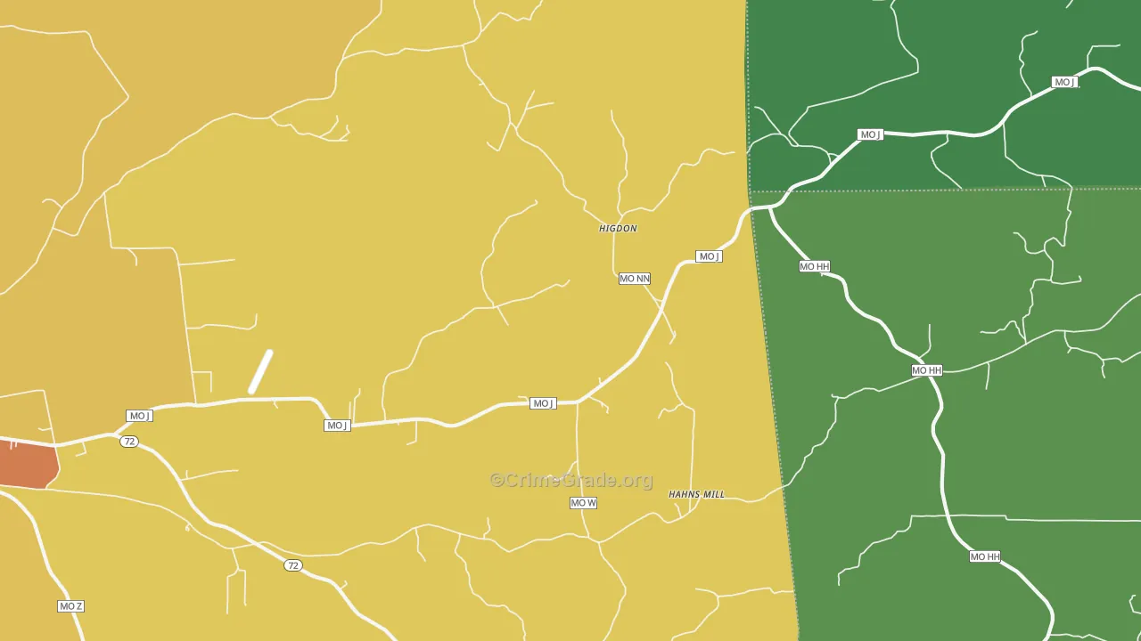 Higdon, MO Map of Theft Rates
