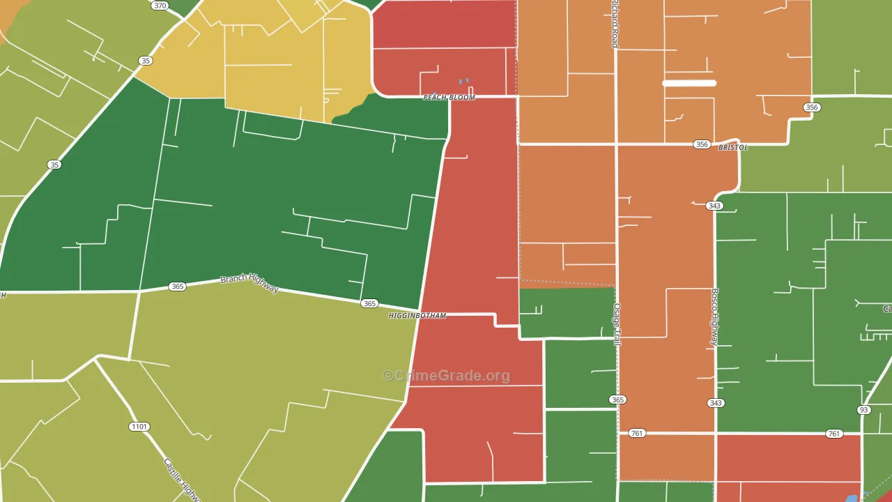 Higginbotham, LA Map of Theft Rates