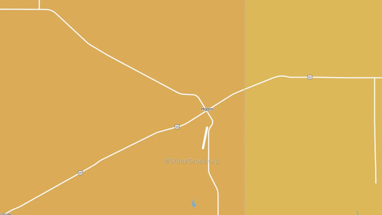 Higgins, TX Map of Theft Rates