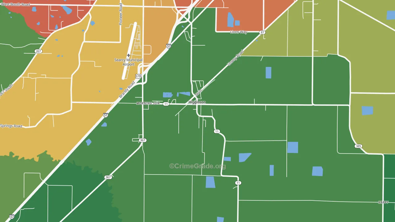 Higginson, AR Map of Theft Rates