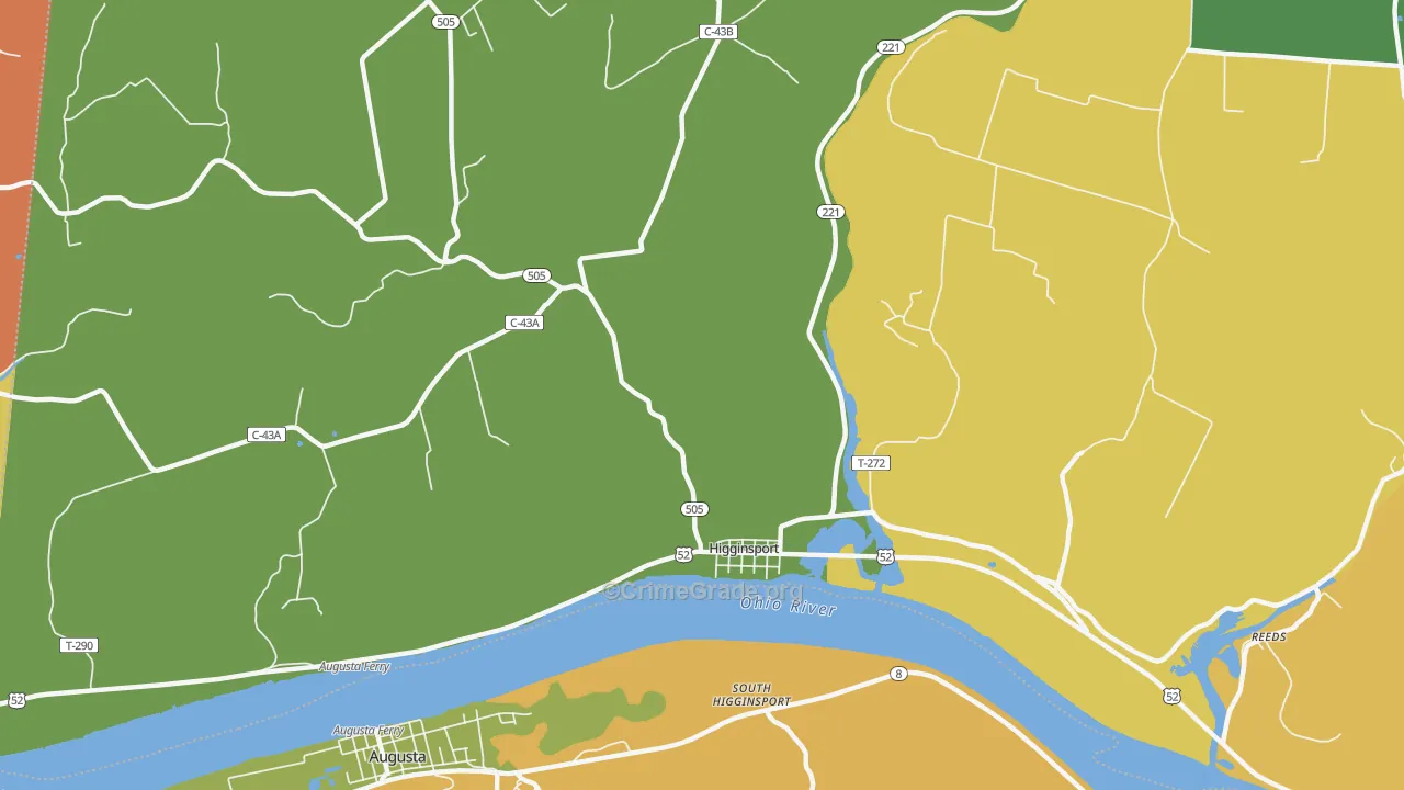 Higginsport, OH Map of Theft Rates