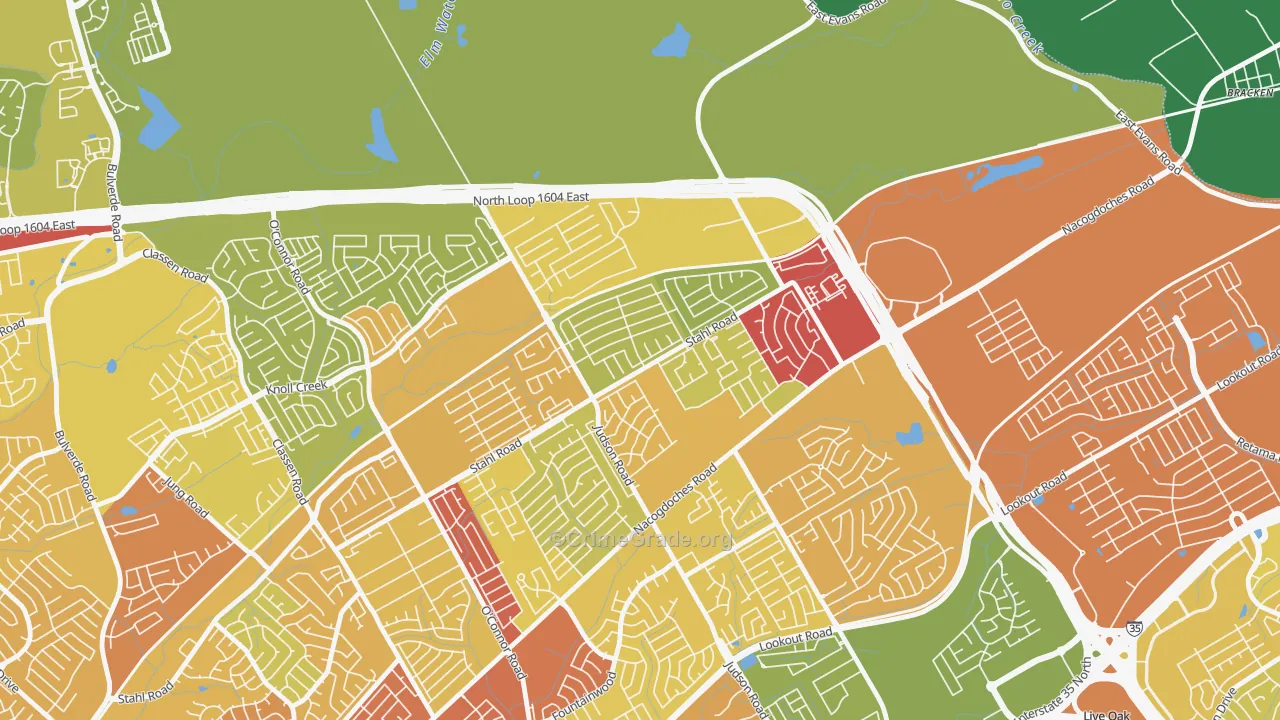 High Country, San Antonio, TX Map of Theft Rates