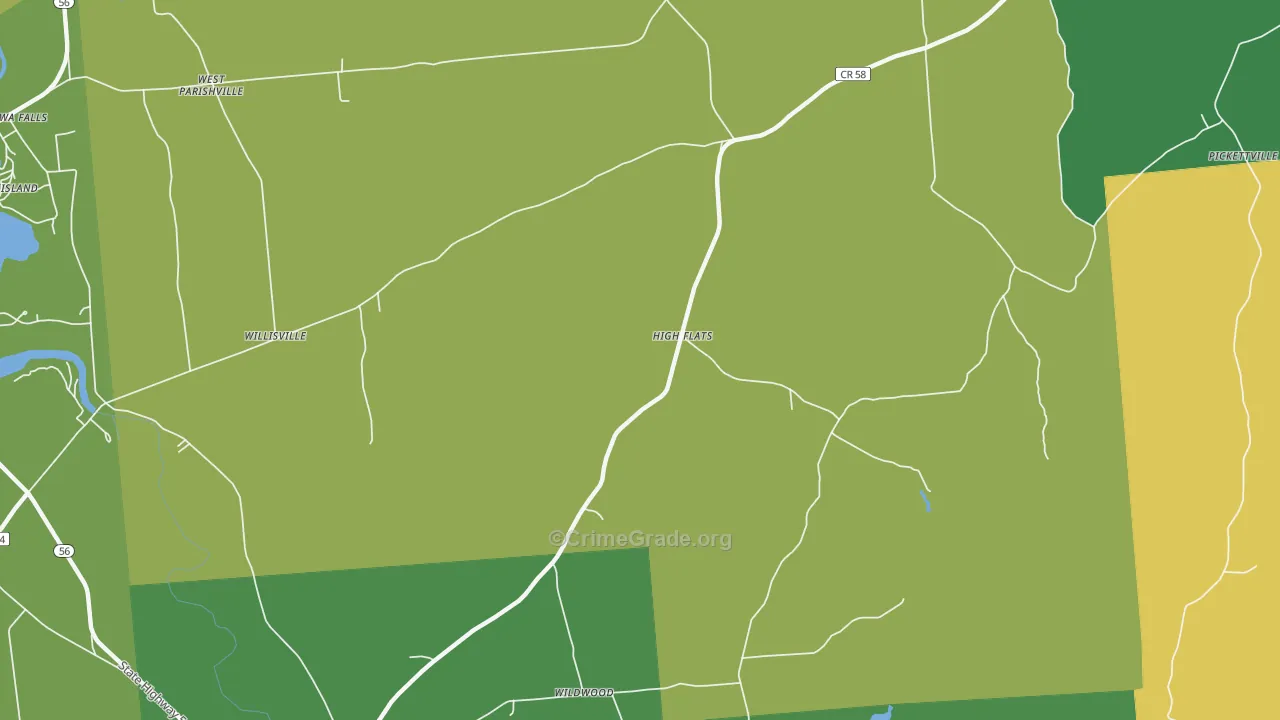 High Flats, NY Map of Theft Rates