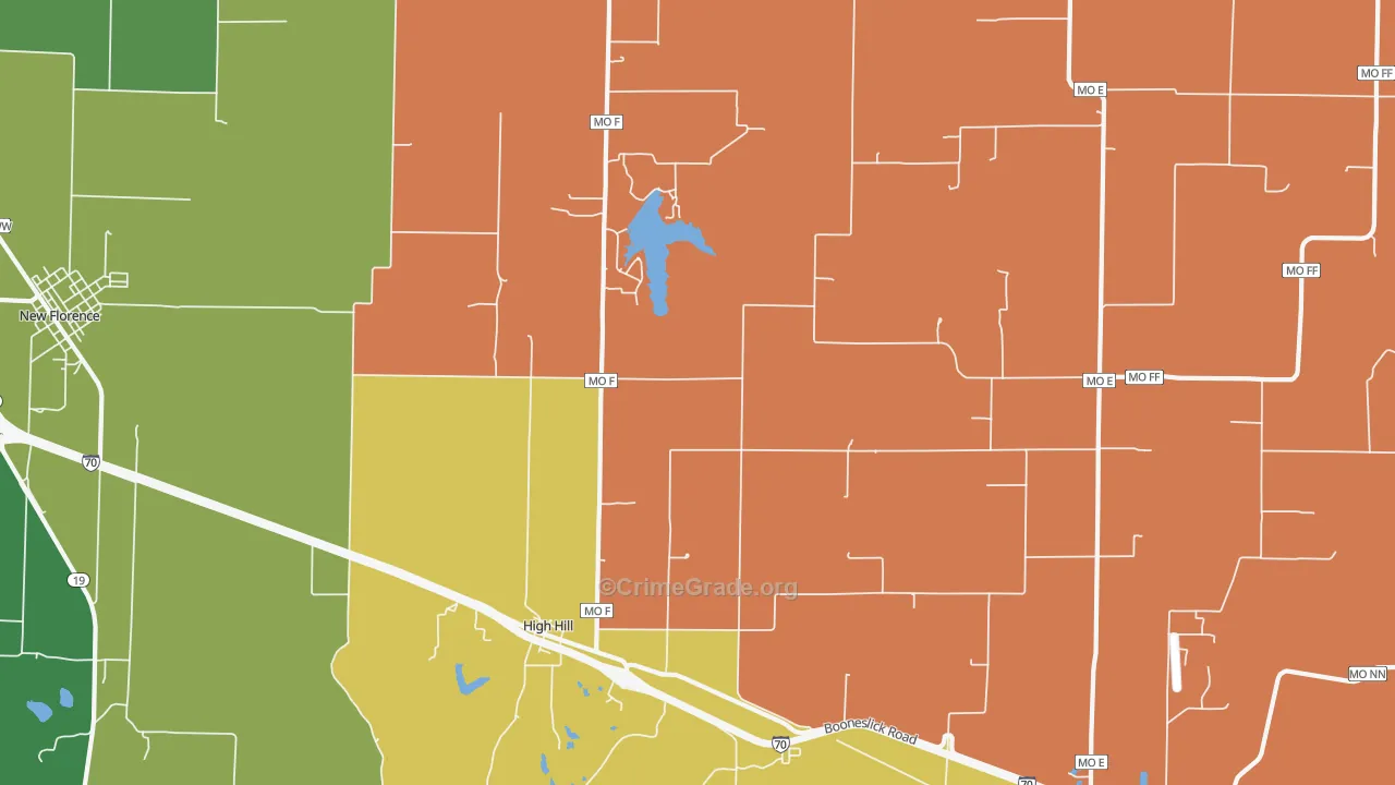 High Hill, MO Map of Theft Rates
