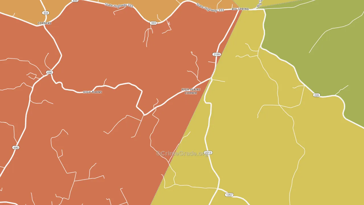 High Plains, KY Map of Theft Rates