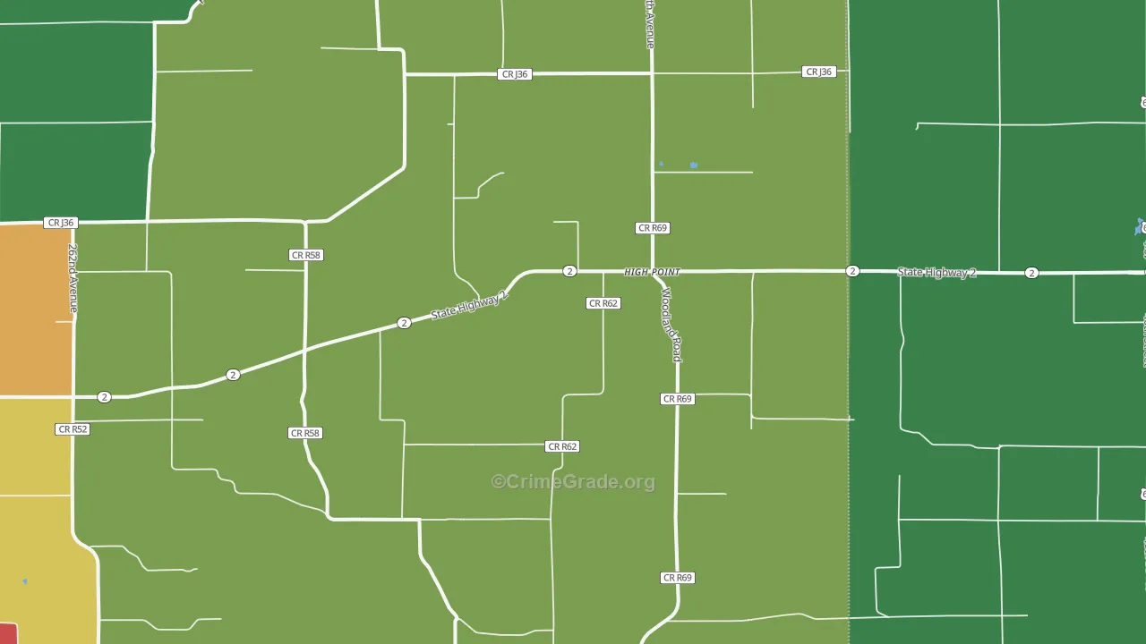 High Point, IA Map of Theft Rates