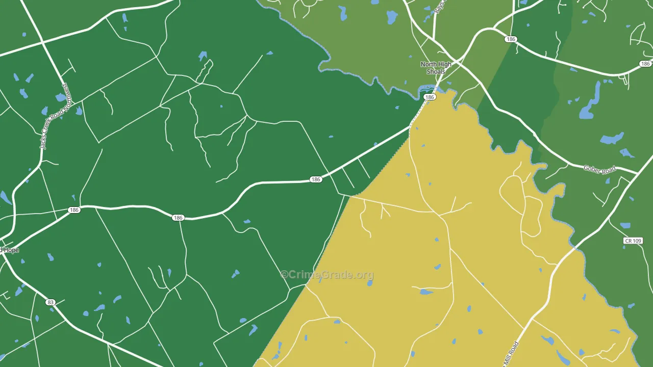High Shoals, GA Map of Theft Rates