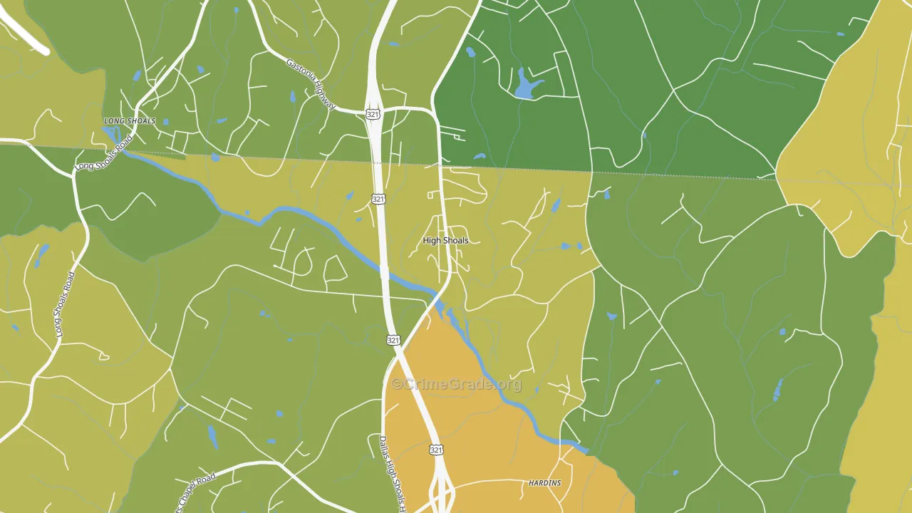 High Shoals, NC Map of Theft Rates