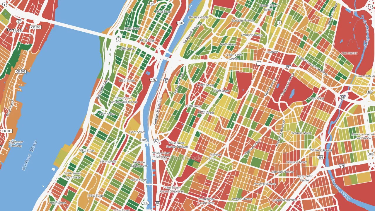 Highbridge, Bronx, NY Map of Theft Rates