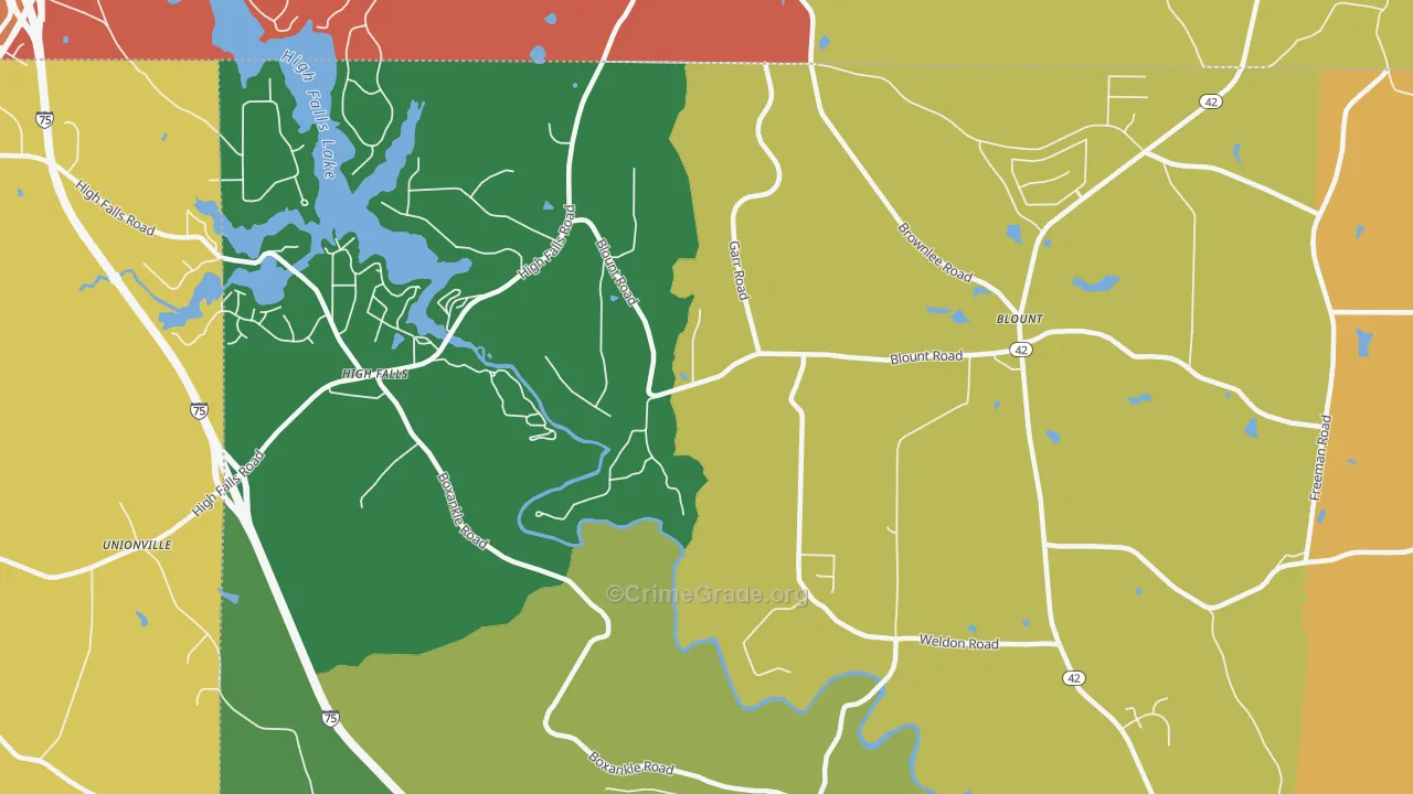 Highfalls, GA Map of Theft Rates