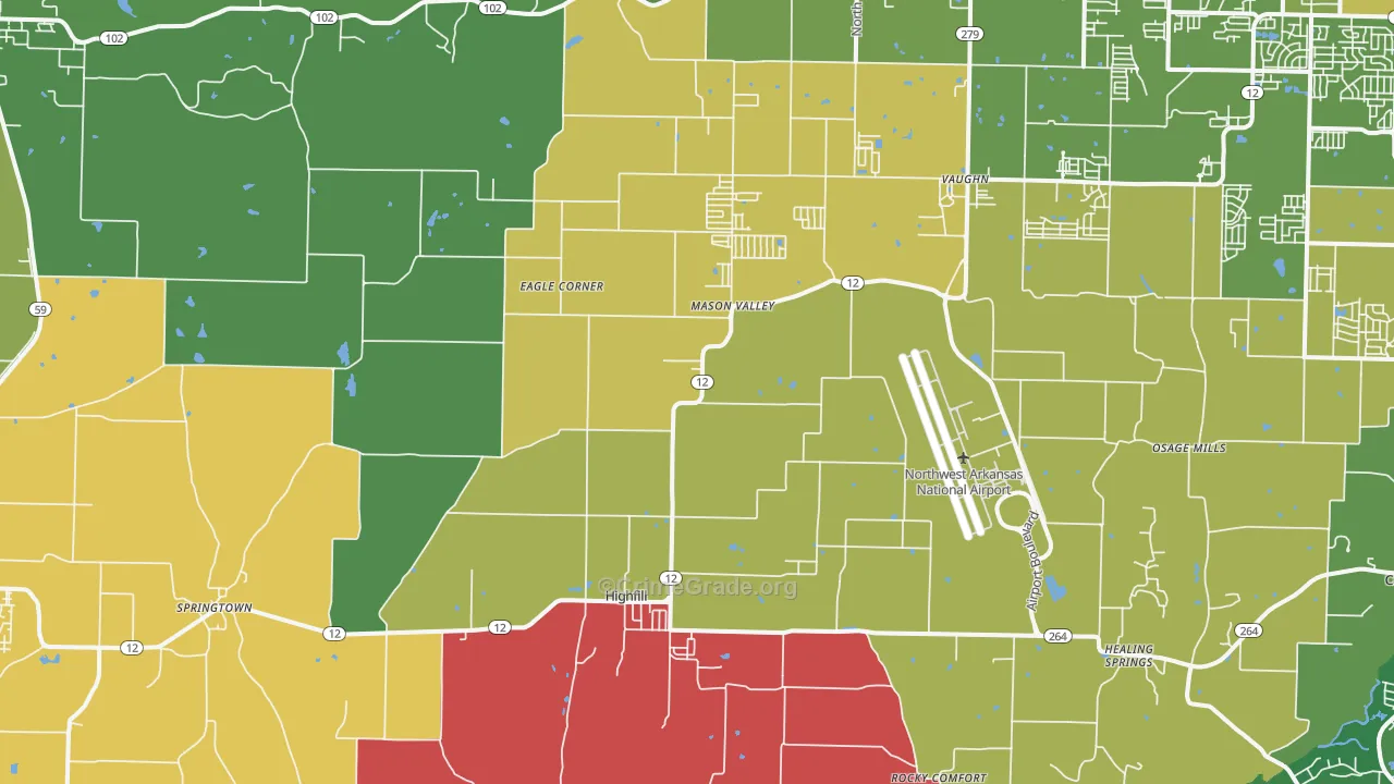 Highfill, AR Map of Theft Rates