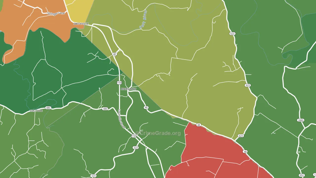 Highgrove, KY Map of Theft Rates