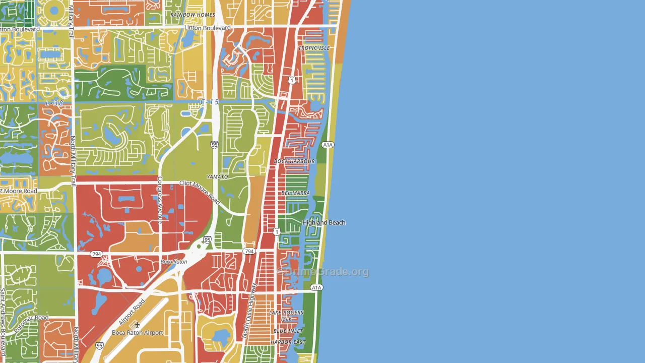 Highland Beach, FL Map of Theft Rates