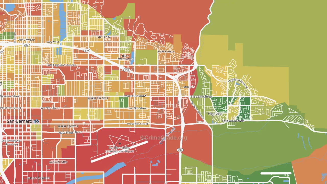 Highland, CA Map of Theft Rates