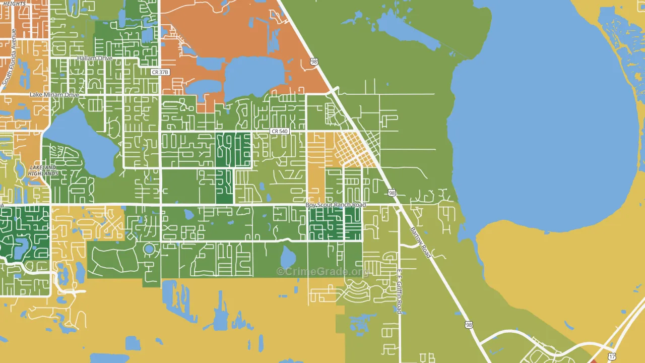 Highland City, FL Map of Theft Rates
