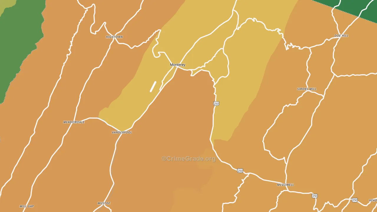 Highland County, VA Map of Theft Rates
