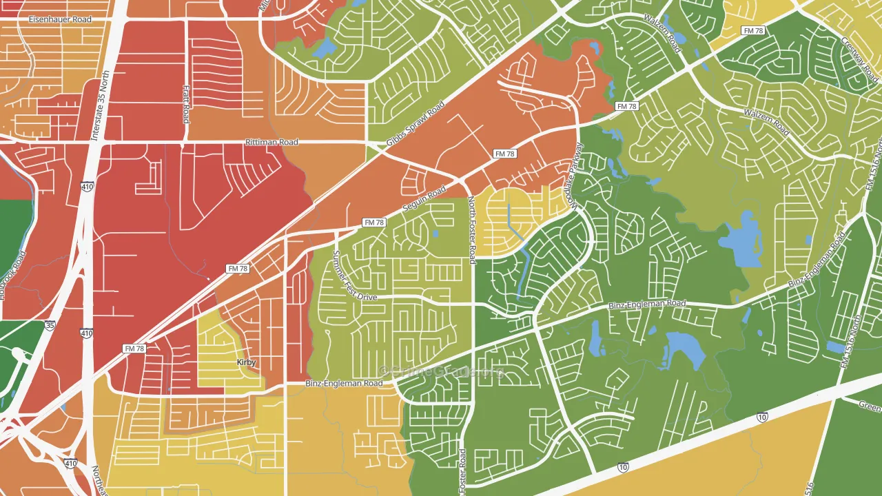 Highland Farms-San Antonio, San Antonio, TX Map of Theft Rates